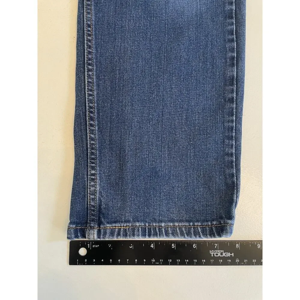 Men's Levi's 505 Blue Denim Jeans Size 36 x 32 Medium Wash Mid Rise Straight Leg